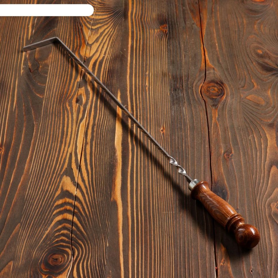 Кочерга узбекская с деревянной ручкой, матовая 40/1см, сталь 3мм фото 1
