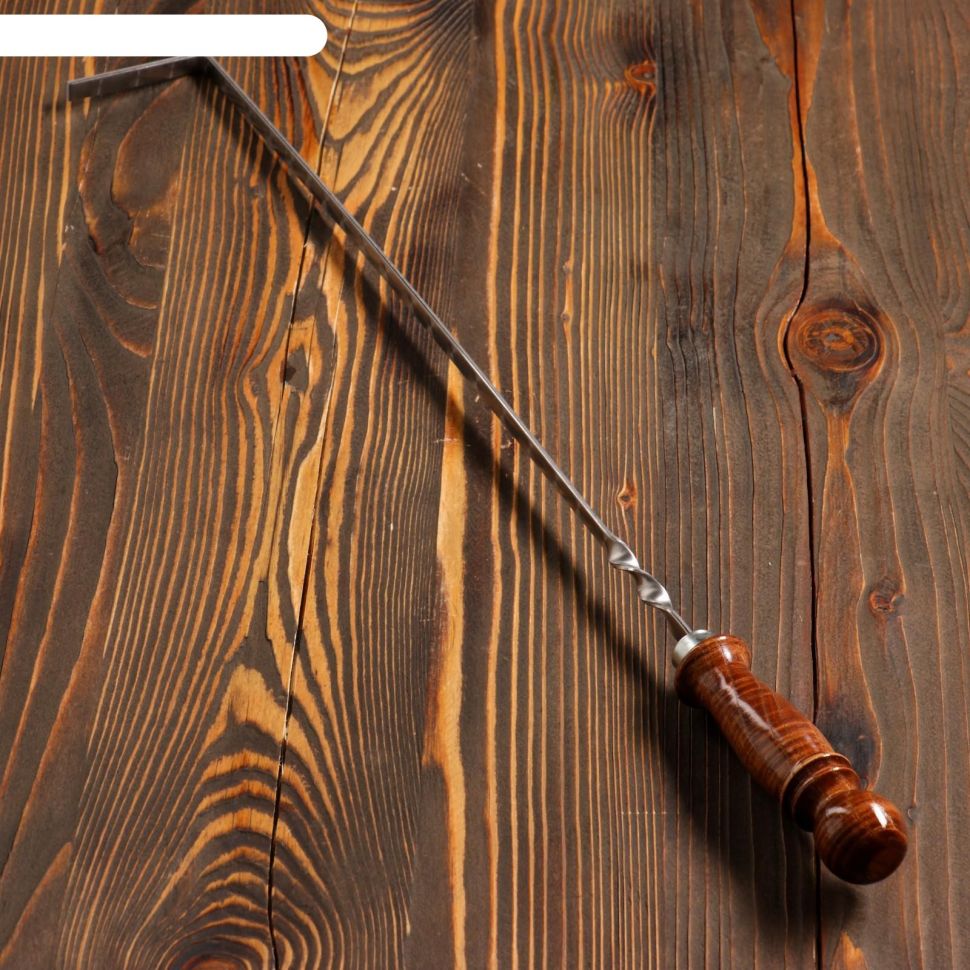 Кочерга узбекская с деревянной ручкой, с узором 40/1см, сталь 3мм фото 1
