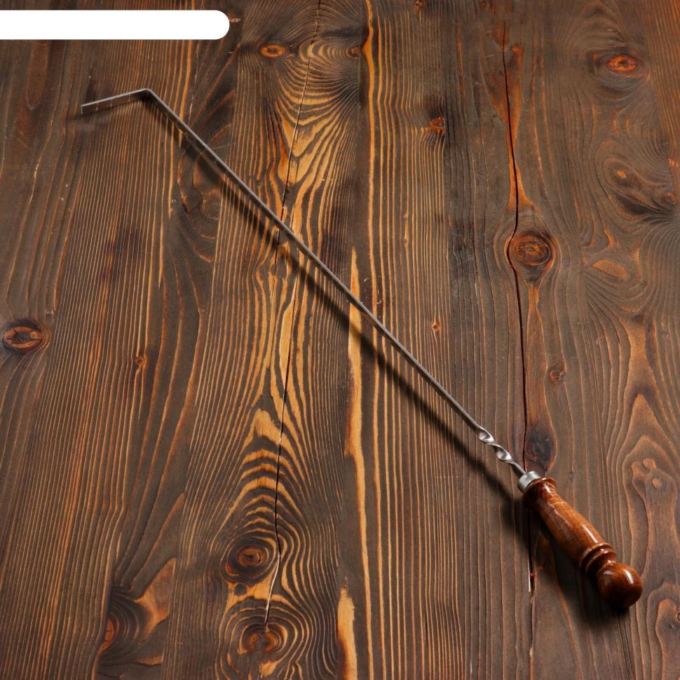 Кочерга узбекская с деревянной ручкой, с узором, 60/1см, сталь 3мм фото 1